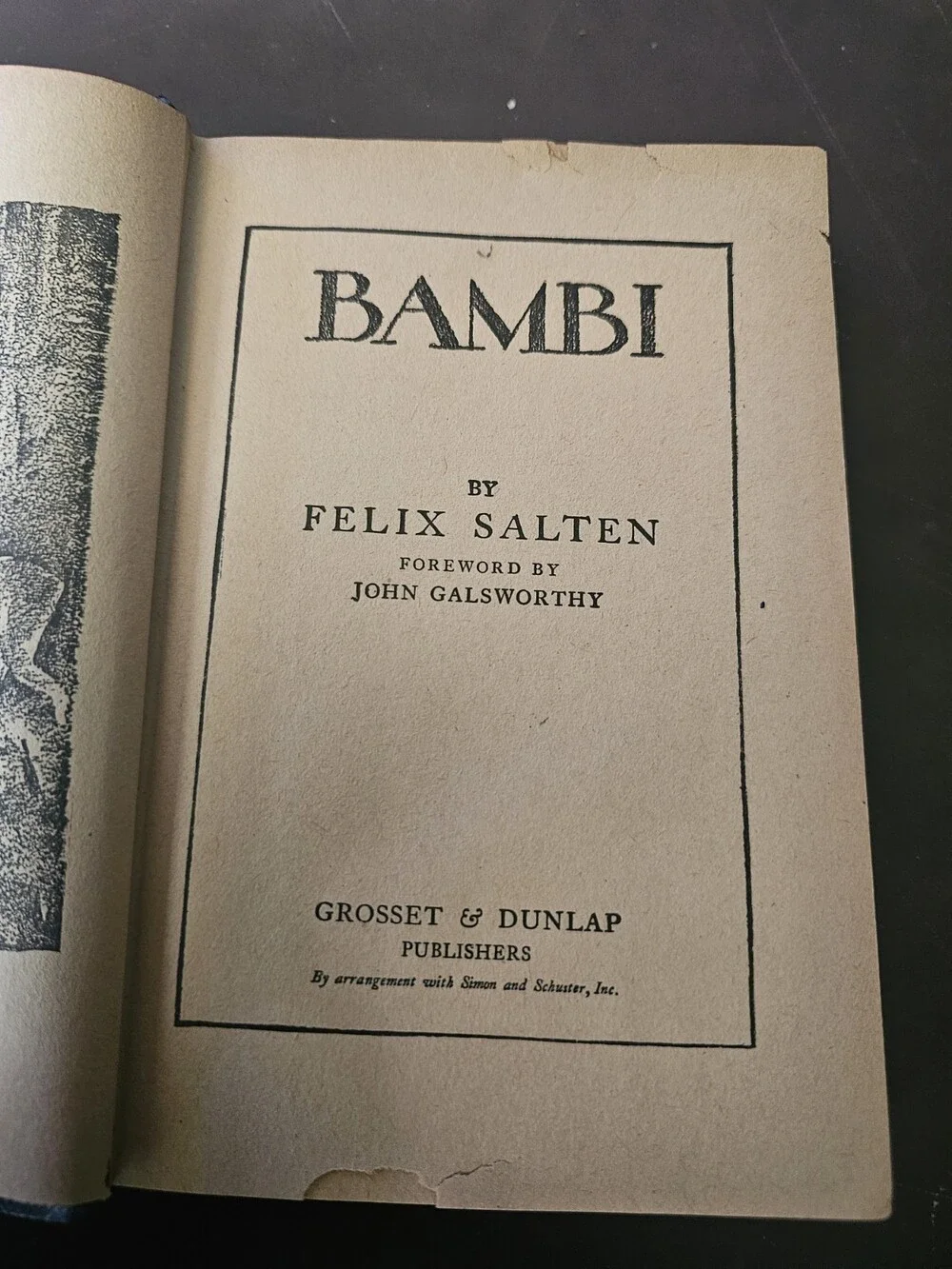 BAMBI Felix Salten Hardcover 1929 Simon & Schuster Spine Damage